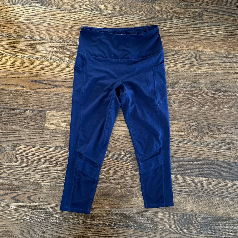 GAIAM Navy Blue Mesh Detail Leggings with Pockets